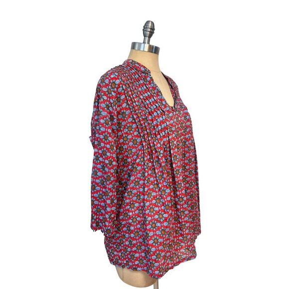 Roberta Roller Rabbit Womens Printed Beaded Tunic Top Medium - Picture 2 of 5